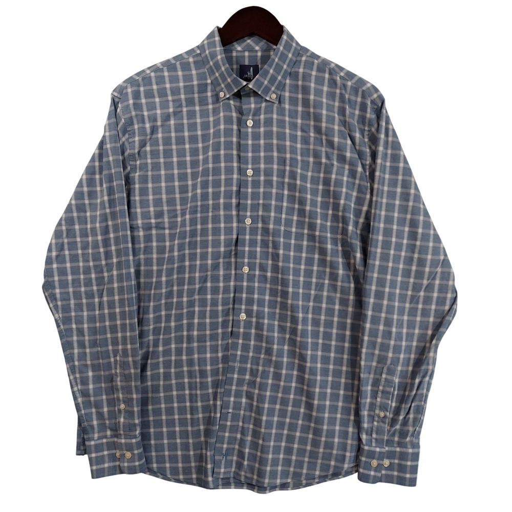 Johnnie-O Prep-Formance Button Down Men Large Blue Plaid Stretch Shirt